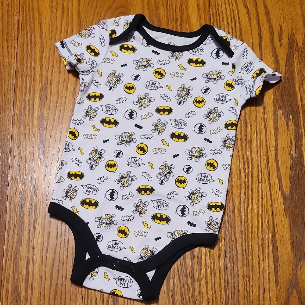 Batman White and Black Onesie with Superhero Design - 12 Months